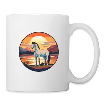 Pferd buntes Aquarell Karikatur Kawaii Tier - Tasse - Weiß - Rechts