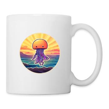 Méduse Aquarelle Colorée Dessin Animé Kawaii Pet - Mug blanc - blanc - Droite