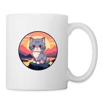 Chaton coloré aquarelle dessin animé kawaii animal - Mug blanc - blanc - Droite