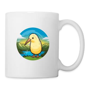 Kiwi Vogel Buntes Aquarell Cartoon Kawaii Haustier - Tasse - Weiß - Rechts