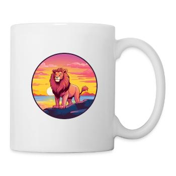 Lion Colorful Watercolor Cartoon Kawaii Animal - Mug - white - Right