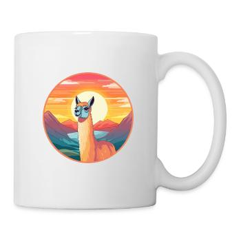 Llama Colorful Watercolor Cartoon Kawaii Animal - Mug - white - Right