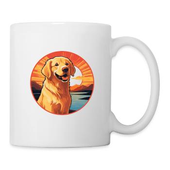 Golden Retriever Dog Colorful Watercolor Cartoon - Mug - white - Right
