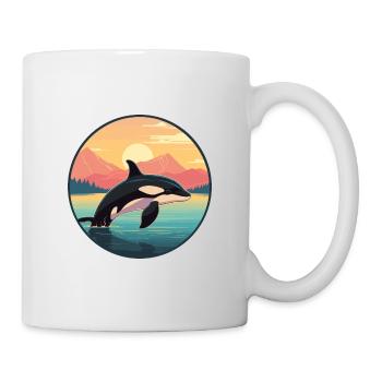 Orca Colorful Watercolor Cartoon Kawaii Animal - Mug - white - Right