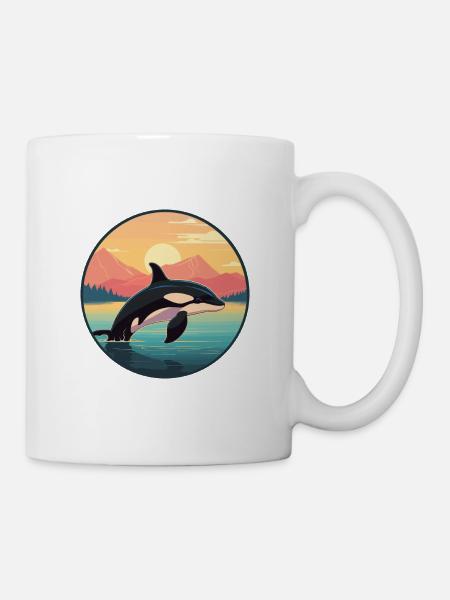 Orca Buntes Aquarell Cartoon Kawaii Tier - Tasse - Weiß