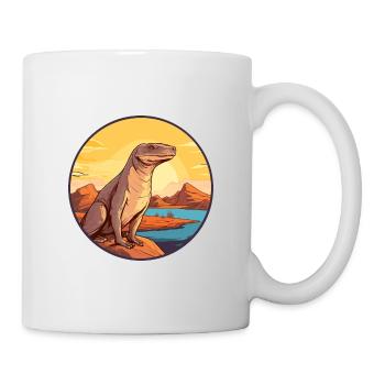 Komodo Dragon Aquarelle Colorée Dessin Animé Kawaii - Mug blanc - blanc - Droite