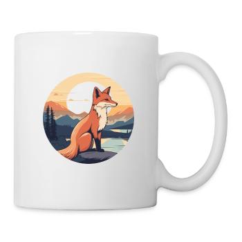 Fox Colorful Watercolor Cartoon Kawaii Animal - Mug - white - Right