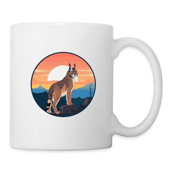 Luchs Buntes Aquarell Cartoon Kawaii Tier - Tasse - Weiß - Rechts