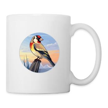 Stieglitz Bunte Aquarell-Karikatur Kawaii Haustier - Tasse - Weiß - Rechts