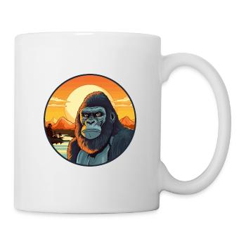 Gorilla Buntes Aquarell Cartoon Kawaii Tier - Tasse - Weiß - Rechts