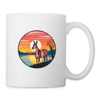 Okapi Colorful Watercolor Cartoon Kawaii Animal - Mug - white - Right