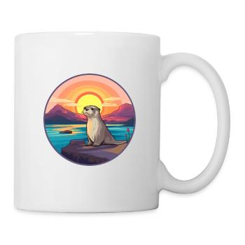 Otter Colorful Watercolor Cartoon Kawaii Animal - Mug - white - Right