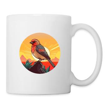 Finch Buntes Aquarell Cartoon Kawaii Tier - Tasse - Weiß - Rechts