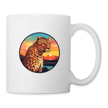 Leopard Colorful Watercolor Cartoon Kawaii Animal - Mug - white - Right
