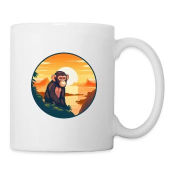 Affe buntes Aquarell Cartoon Kawaii Tier - Tasse - Weiß - Rechts