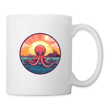 Oktopus Buntes Aquarell Cartoon Kawaii Tier - Tasse - Weiß - Rechts