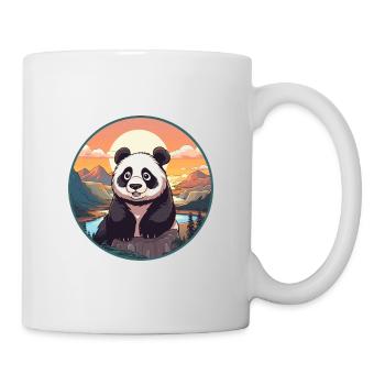 Panda Buntes Aquarell Cartoon Kawaii Tier - Tasse - Weiß - Rechts