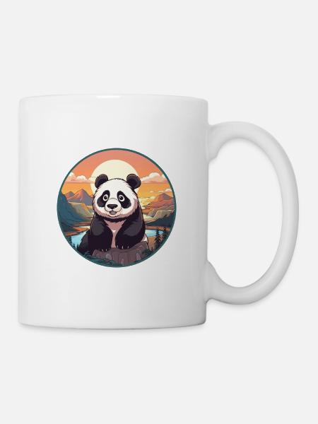 Panda Buntes Aquarell Cartoon Kawaii Tier - Tasse - Weiß