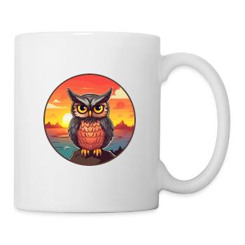 Owl Colorful Watercolor Cartoon Kawaii Animal - Mug - white - Right