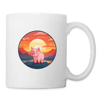 Pig Colorful Watercolor Cartoon Kawaii Animal - Mug - white - Right