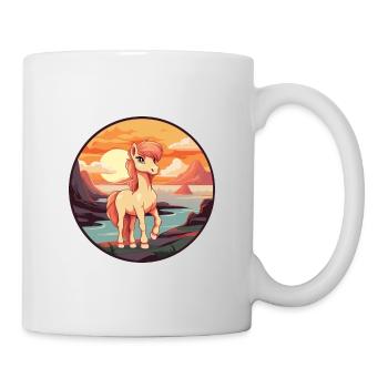 Pony Colorful Watercolor Cartoon Kawaii Animal - Mug - white - Right