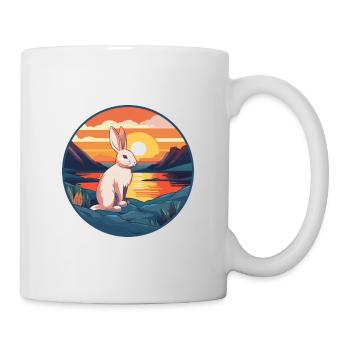 Kaninchen buntes Aquarell Cartoon Kawaii Tier - Tasse - Weiß - Rechts
