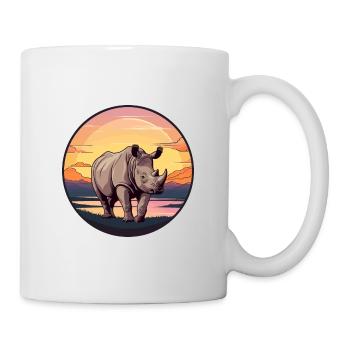 Rhino Colorful Watercolor Cartoon Kawaii Animal - Mug - white - Right