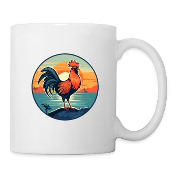 Hahn Buntes Aquarell Cartoon Kawaii Tier - Tasse - Weiß - Rechts