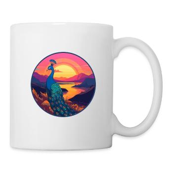 Peacock Colorful Watercolor Cartoon Kawaii Animal - Mug - white - Right