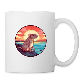 Rat Colorful Watercolor Cartoon Kawaii Animal - Mug - white - Right
