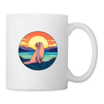 Seal Colorful Watercolor Cartoon Kawaii Animal - Mug - white - Right