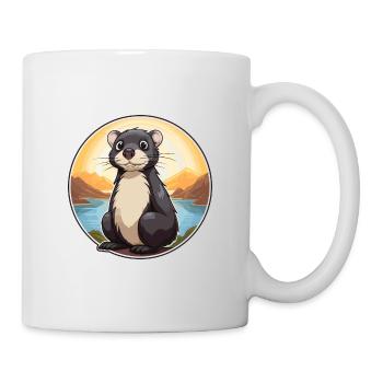 Skunk Aquarelle Colorée Dessin Animé Kawaii Animal - Mug blanc - blanc - Droite