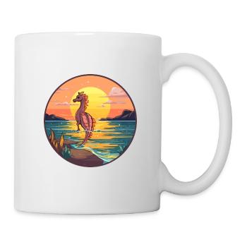 Seepferdchen buntes Aquarell Cartoon Kawaii Tier - Tasse - Weiß - Rechts