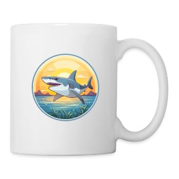 Shark Colorful Watercolor Cartoon Kawaii Animal - Mug - white - Right