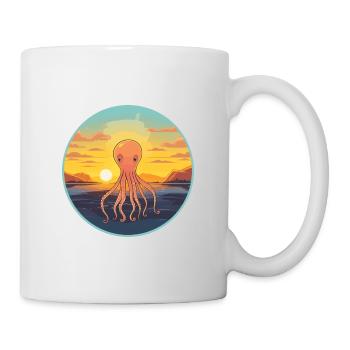 Squid Colorful Watercolor Cartoon Kawaii Animal - Mug - white - Right