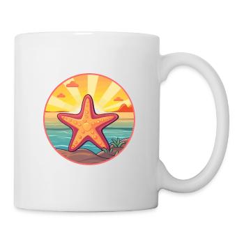 Seestern Buntes Aquarell Cartoon Kawaii Tier - Tasse - Weiß - Rechts