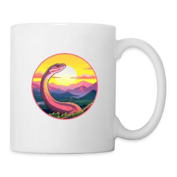 Schlange bunte Aquarell-Karikatur Kawaii-Tier - Tasse - Weiß - Rechts