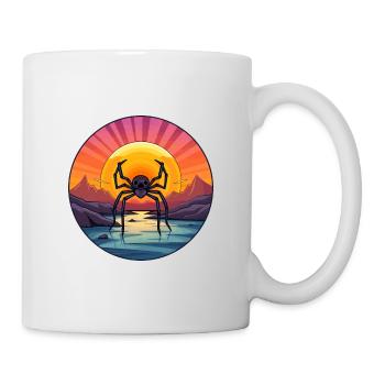 Spinne buntes Aquarell Cartoon Kawaii Tier - Tasse - Weiß - Rechts
