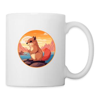 Eichhörnchen buntes Aquarell Cartoon Kawaii Tier - Tasse - Weiß - Rechts