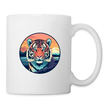 Tiger Colorful Watercolor Cartoon Kawaii Animal - Mug - white - Right