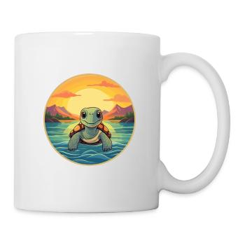 Turtle Colorful Watercolor Cartoon Kawaii Animal - Mug - white - Right