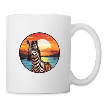 Zebra buntes Aquarell Cartoon Kawaii Tier - Tasse - Weiß - Rechts