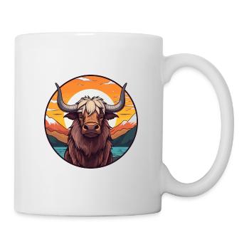 Yak Aquarelle Colorée Dessin Animé Kawaii Animal - Mug blanc - blanc - Droite