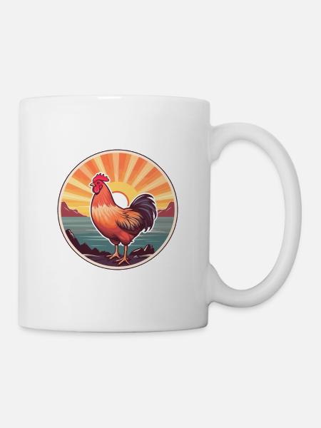 Henne bunte Aquarell-Karikatur Kawaii-Tier - Tasse - Weiß