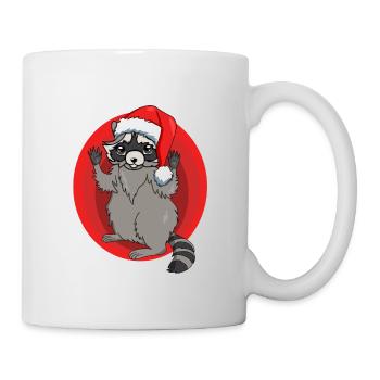Raton laveur avec bonnet de Père Noël - Mug blanc - blanc - Droite