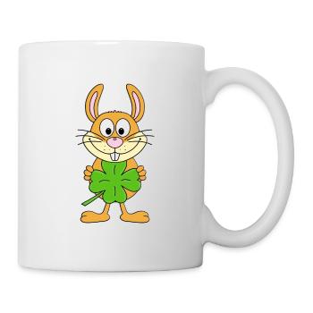 HASE - KANINCHEN - KLEEBLATT - TIER - Tasse - Weiß - Rechts