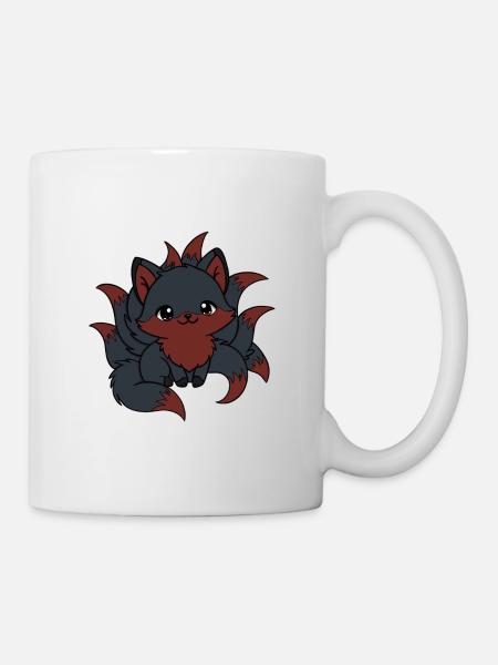 renard à neuf queues noir et rouge - Mug blanc - blanc