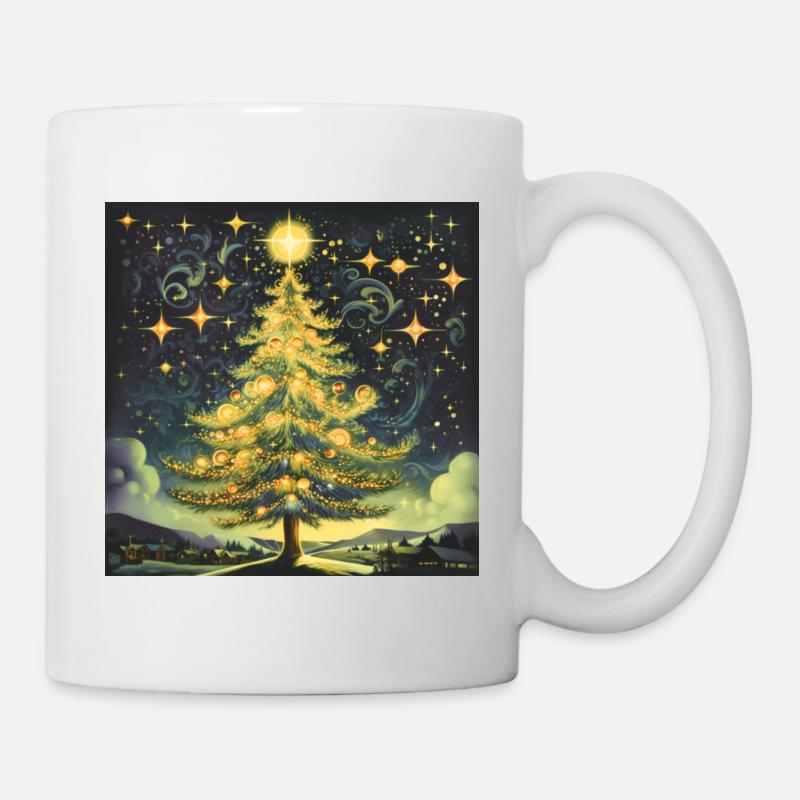 Vintage-Weihnachtsbaum - Tasse - Weiß