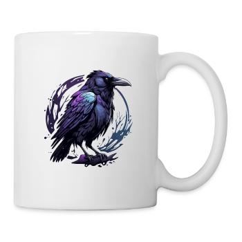 Corbeau / oiseau / animal / volant / plumes / ailes - Mug blanc - blanc - Droite