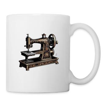 ancienne machine à coudre / à coudre / antique / en fil / en tissu - Mug blanc - blanc - Droite